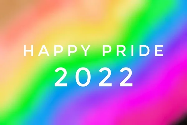 Latar Belakang Pelangi Kabur Dengan Teks Happy Pride 2022 Konsep — Stok Foto