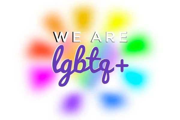 模糊的彩虹背景与文本 我们是Lgbtq 概念Lgbtq 庆祝骄傲月 世界各地 — 图库照片