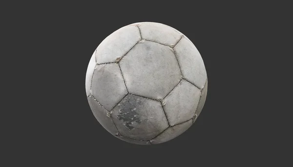 トレーニングとクリッピングパスを練習するための隔離された古いと汚れた革のサッカー — ストック写真