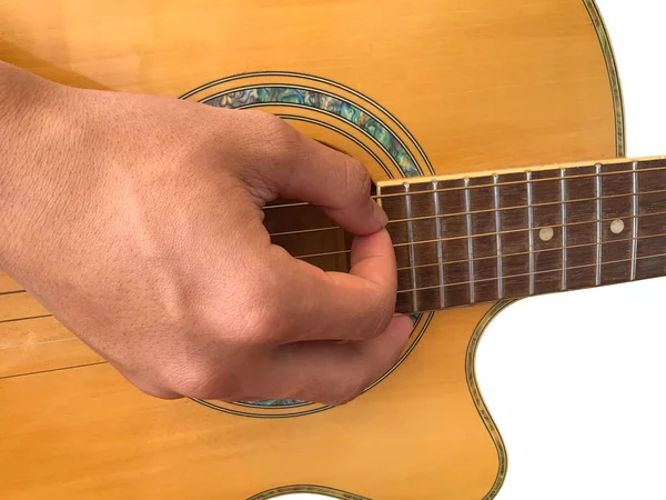 Izolowane Palce Ręka Która Gra Gitarze Ścieżek Wycinania — Zdjęcie stockowe