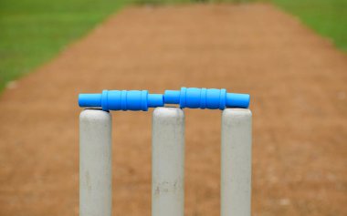 Açık hava kriket antrenman sahasının arkasından manzara, yumuşak ve seçici odaklanma.