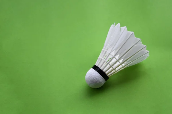 White Cream Badminton Shuttlecock Green Background Concept Recreational Activity Free — Stockfoto