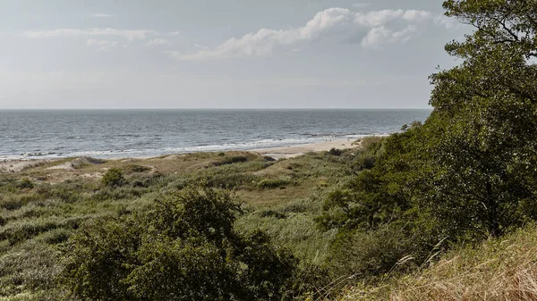 Panoramalandskap Med Hav Vid Solnedgången — Stockfoto