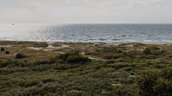 Panoramalandskap Med Hav Vid Solnedgången — Stockfoto