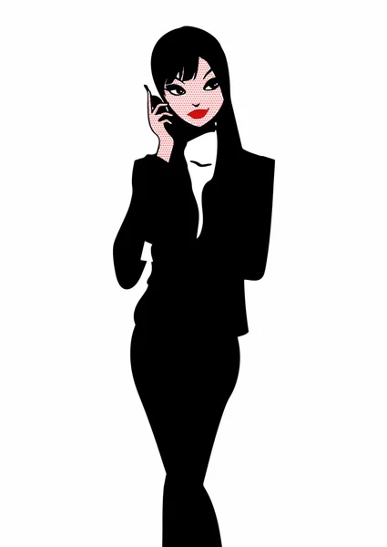 Arte pop. Mujer al teléfono . — Vector de stock