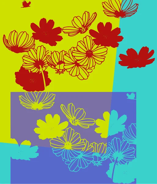 Fleurs pop art — Image vectorielle