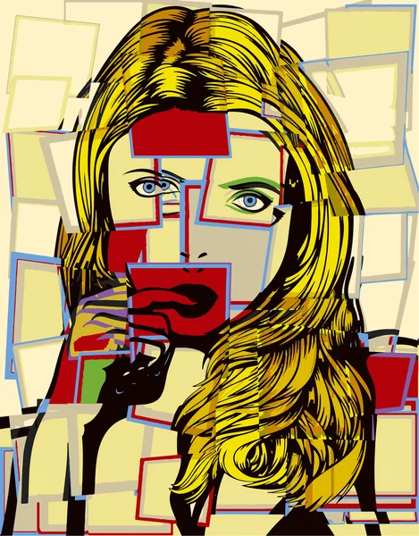 Pop art. Ragazza sospetta . — Vettoriale Stock