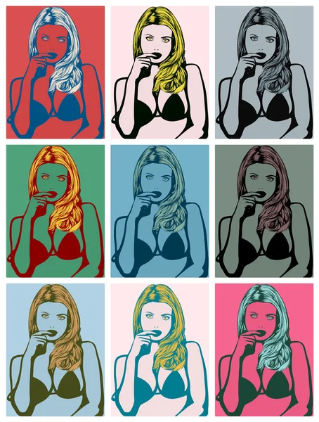 Pop art. Fille suspecte . — Image vectorielle