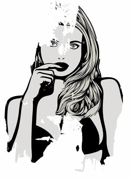 Arte pop. Chica sospechosa . — Vector de stock