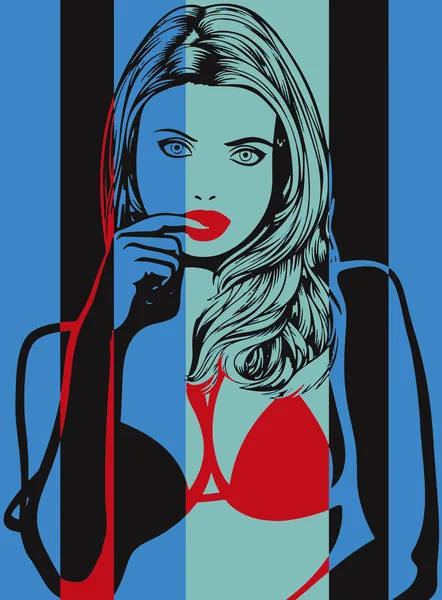 Pop art. Menina suspeita . — Vetor de Stock