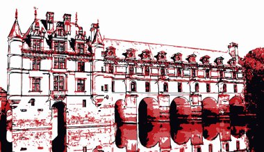Pop art. Castel Chenonceau veya Chenonceaux castel