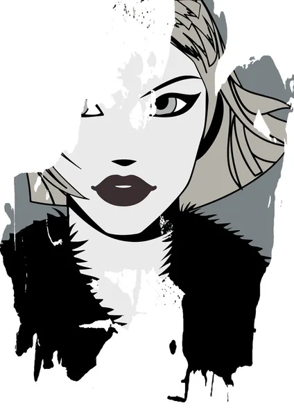 Grunge.Retrato de una mujer — Vector de stock