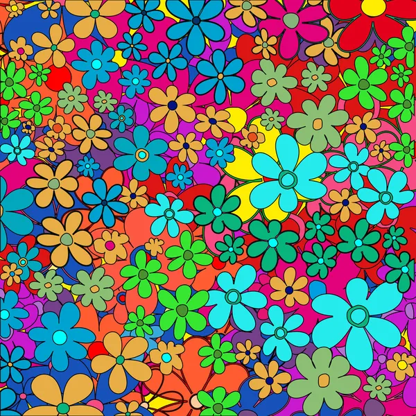 Flores psicodélicas — Vector de stock