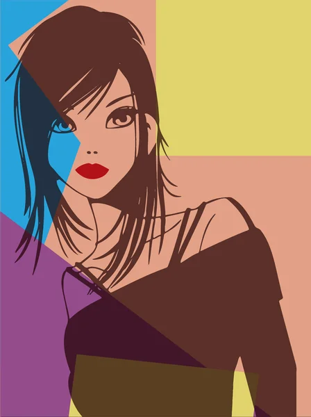 Pop art. Retrato de mulher — Vetor de Stock