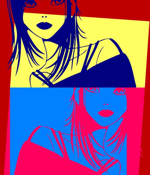 Pop art. Retrato de mulher — Vetor de Stock