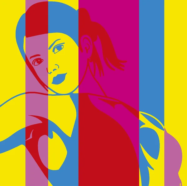 Pop art. Retrato de mulher — Vetor de Stock