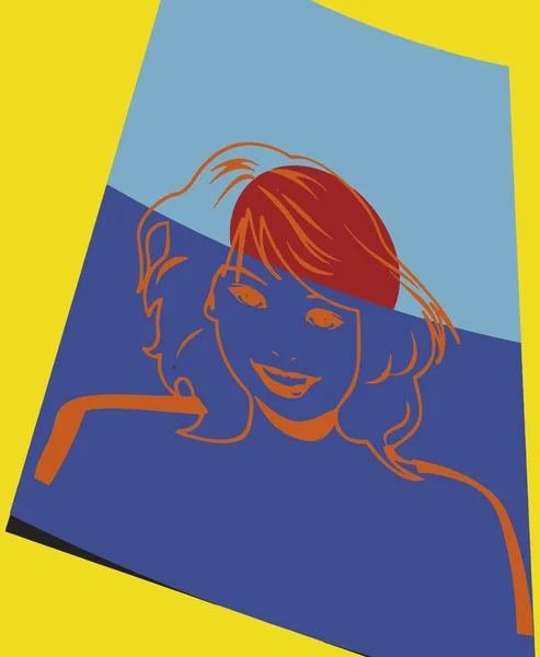 Pop art. Retrato de mulher — Vetor de Stock