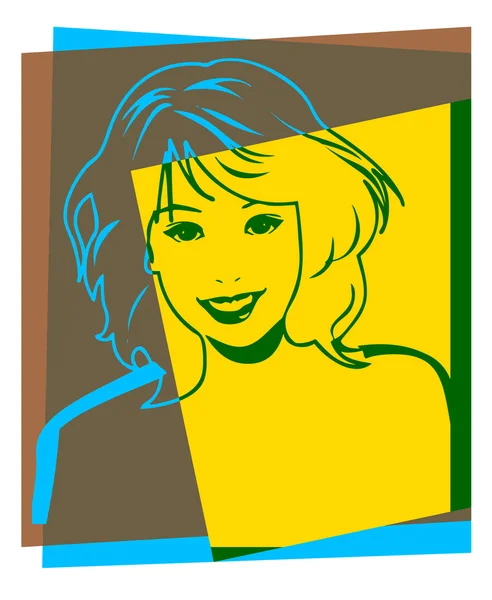 Arte pop. Retrato de mujer — Vector de stock