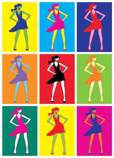 Pop art. Vrouw dansen — Stockvector