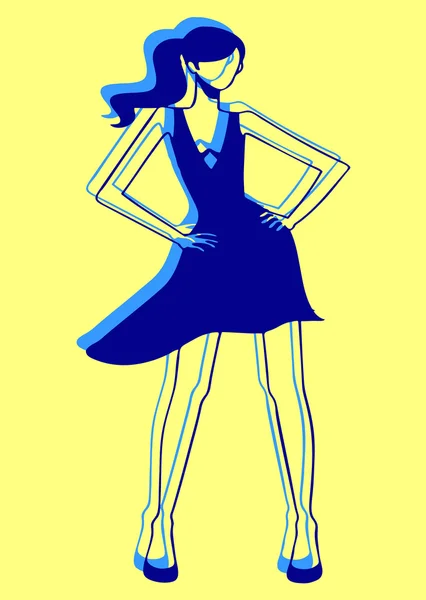 Arte pop. Mujer bailando — Vector de stock