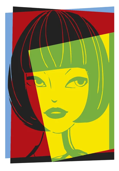 Pop art. Femme visage — Image vectorielle