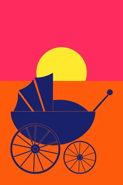 Pram, kinderwagen pop art — Stockvector