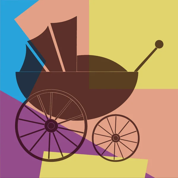 Детская коляска, поп-арт — стоковый вектор