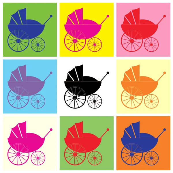 Kinderwagen, Kinderwagen Pop Art — Stockvektor