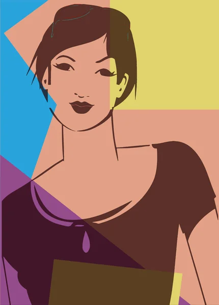 Pop art. Woman face — Stock Vector