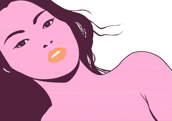 Pop art face de uma jovem mulher asiática pop art —  Vetores de Stock