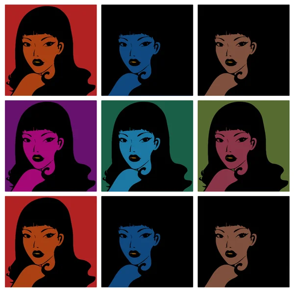 Pop art. Retrato de mulher — Vetor de Stock