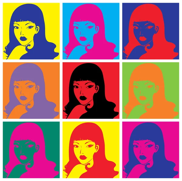 Pop art. Portrait of woman — Stock Vector