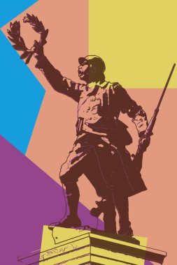 Pop art. Savaş. Memorial. Asker savaşın 14-18 Fransa