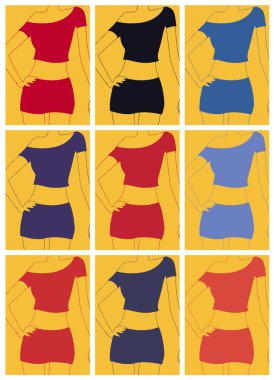 Pop art. Bir kadın giyinmiş vücut yakın çekim.