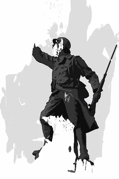 Grunge. Mémorial de guerre. Soldat de la guerre 14-18 en France — Image vectorielle