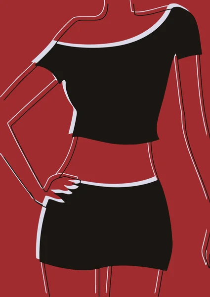 Pop art.Primer plano del cuerpo vestido con una mujer . — Vector de stock