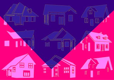 Pop art. Evlerin siluetleri