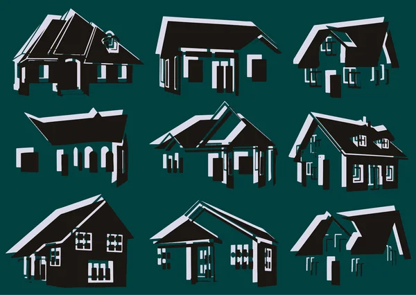 Pop art. Silhouettes de maisons — Image vectorielle