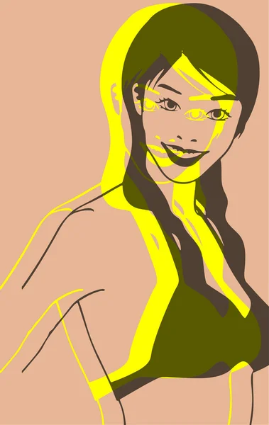 Pop art. Retrato de uma jovem mulher — Vetor de Stock