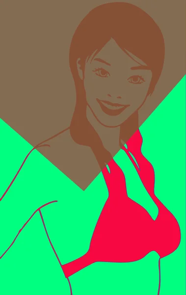 Pop art. Portrait of a young woman — Stock Vector