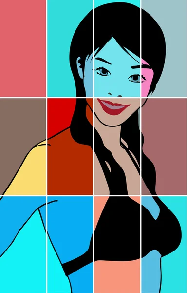 Pop art. Portrait of a young woman — Stock Vector