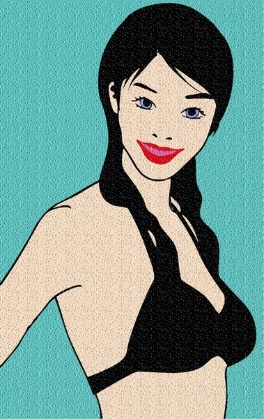 Pop art. Retrato de uma jovem mulher — Vetor de Stock