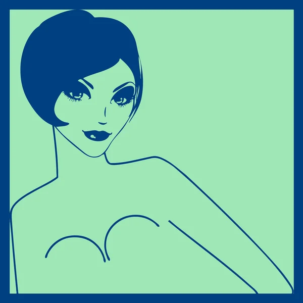 Pop art. Young woman with short hair — Stock Vector