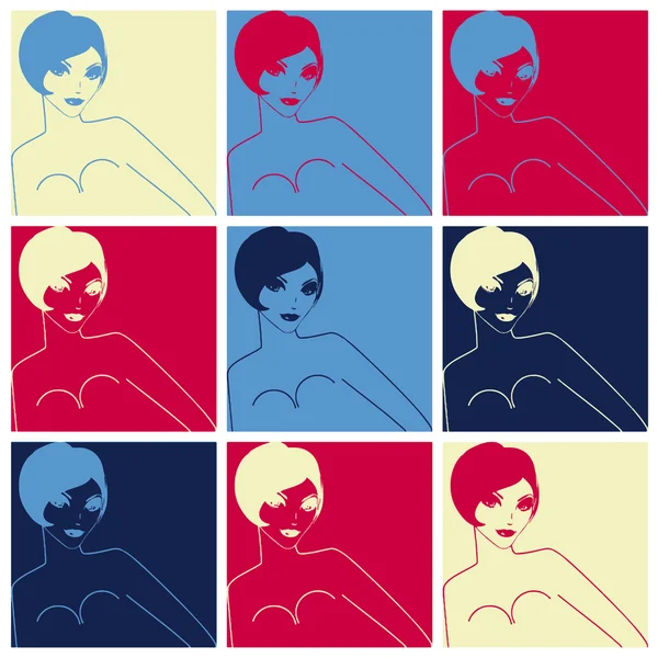 Pop art. Young woman with short hair — Stock Vector