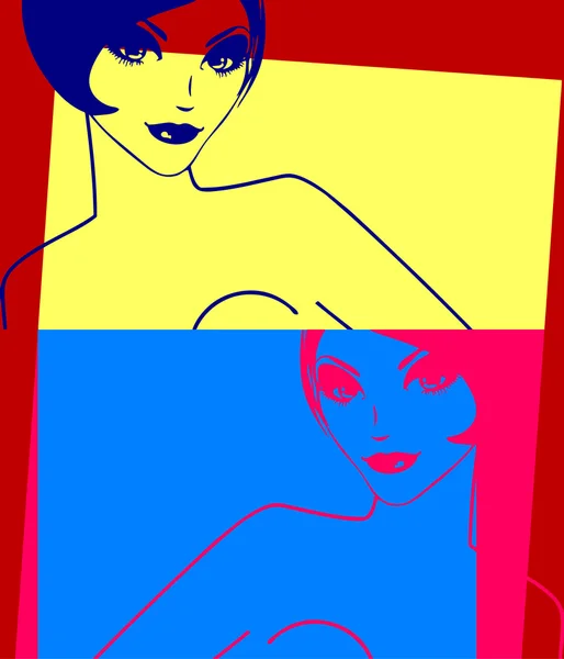 Pop art. Jeune femme aux cheveux courts — Image vectorielle
