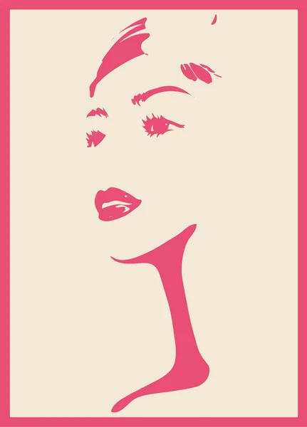 Pop art. Silhouette of the face of a young woman — Stock Vector