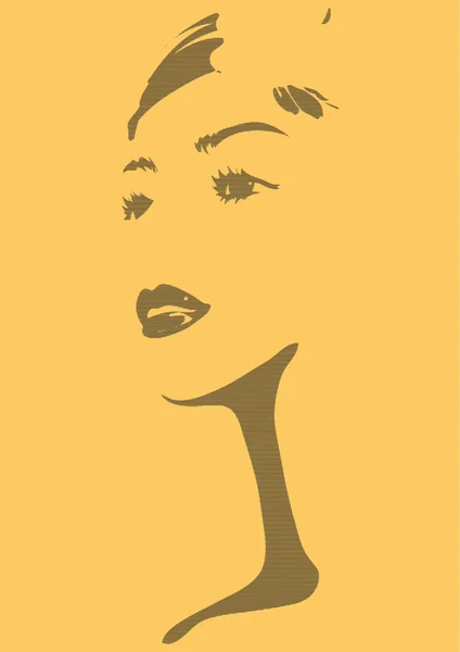 Pop art. silhouet van het gezicht van een jonge vrouw — Stockvector