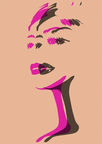 Pop art. genç bir kadın yüzü silüeti
