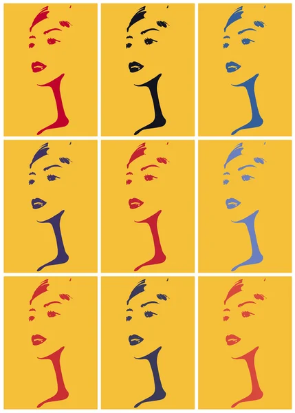 Pop art. Silhouette of the face of a young woman — Stock Vector