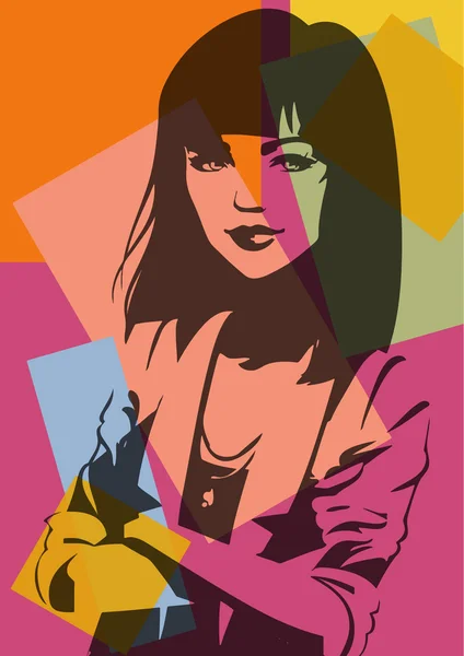 Pop art. Mulher olhar . —  Vetores de Stock